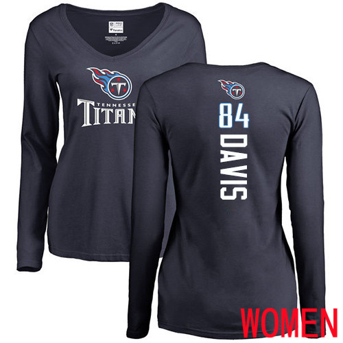 Tennessee Titans Navy Blue Women Corey Davis Backer NFL Football #84 Long Sleeve T Shirt